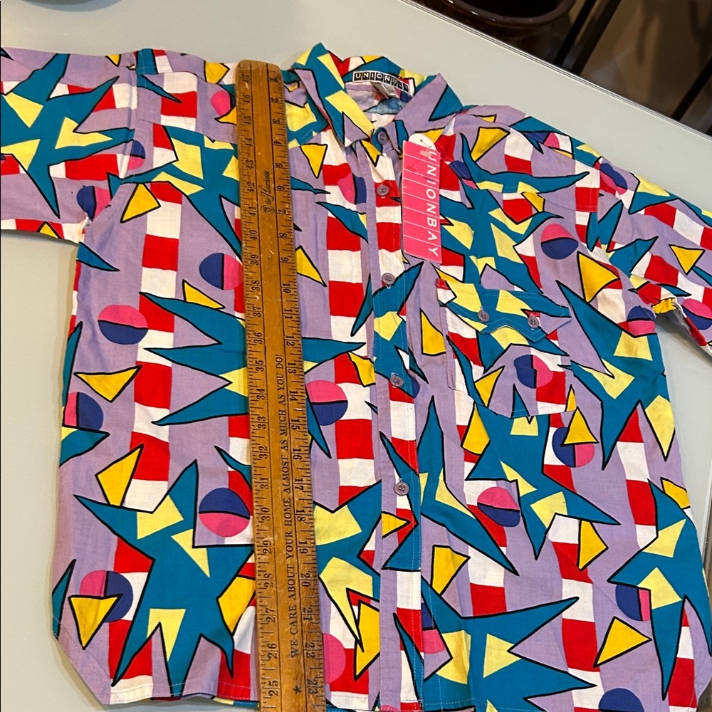 NWT Vintage Union Bay  Shirt with post modern geometric colors pop design - Picture 6 of 10